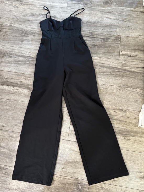 Dynamite Pants - Dynamite Black Corset Wide Leg Jumpsuit